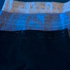 Lace Trim Skirt Set in Black and Cream